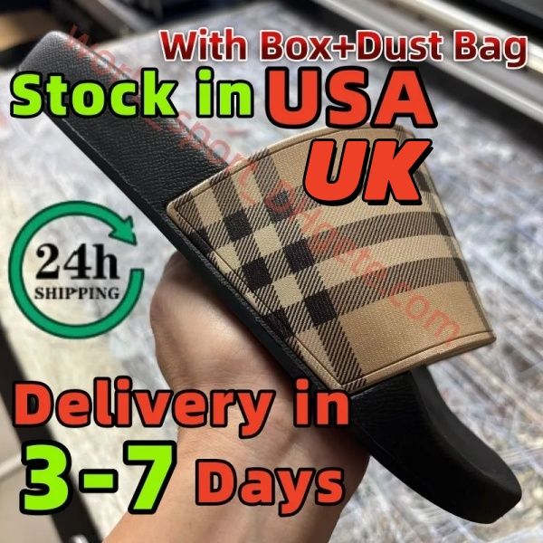 With Box Free Shipping 2026 Designer Fashion Slipper Check Sliders Slides Sandals Slippers For Men Women Hot Unisex Pool Beach Flip Flops Free Shipping Size 35-46