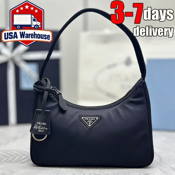 Designer Bag Shoulder Bag Re-Edition 2000 Hobo Bag Luxury Silver Buckle Nylon Handbag Mini Crossbody Bag Classic Black Underarm bag Wallet Half Moon bag Fast Delivery