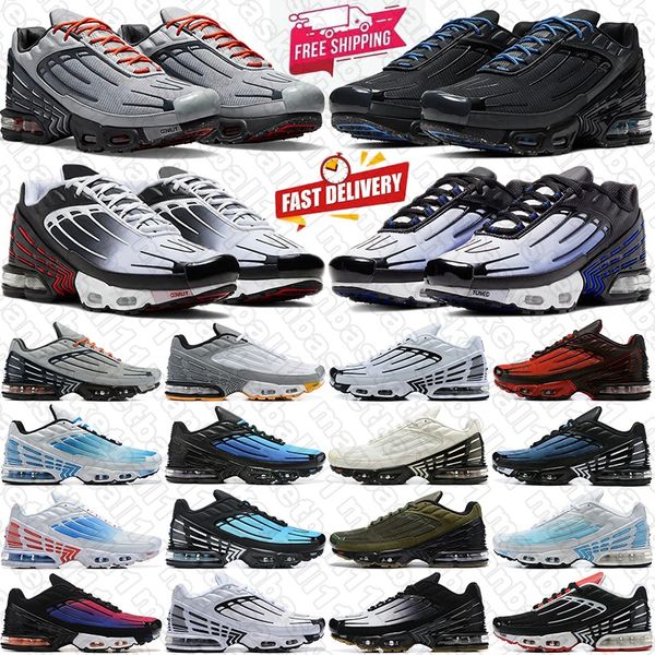 free shipping tn 3 running shoes tuned mens trainers Triple Black White Hyper Blue tns designer sneakers tnss women men outdoor sports sneaker tnshoes 36-46