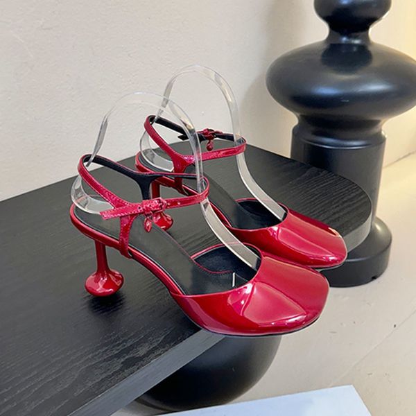Designer Women Flat Leather Sandals Rhinestoned Ballerina Crystal Stiletto Sandals Dress Shoes Party Dress Shoes Square Toe Footwear 1052