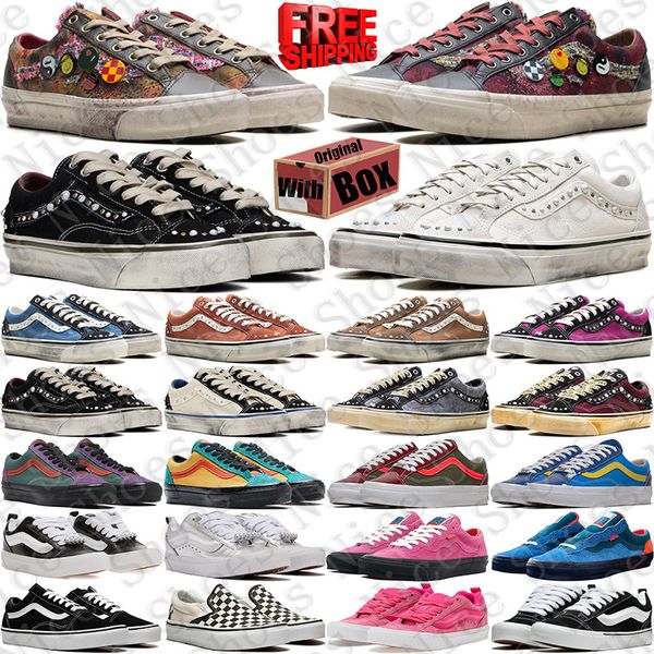 Free Shipping With Box Designer vanspearlized pearlized van shoe pearl shoes vansneaker vansold vansknu knu old skools sneakers Sport chaussure mens trainers