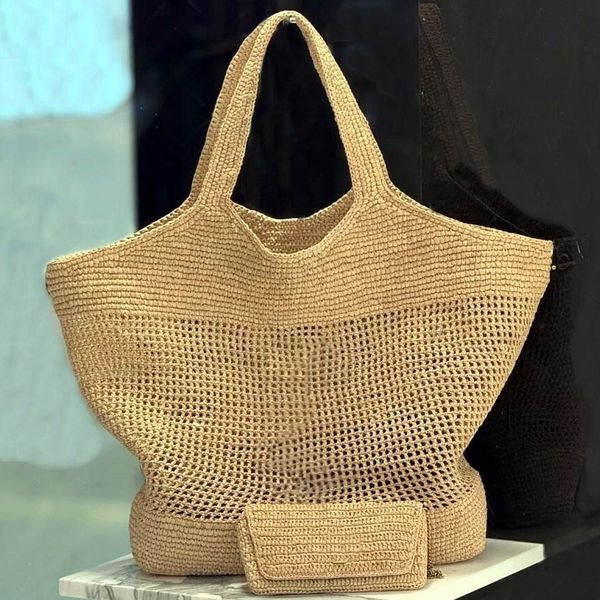Designer Bag Fashion Raffias Straw Shoulder Bags Luxury Handbags Womens Large Capacity Beach Bag 3 Color Luxuries Top Quality Genuine Leather Tote With Metal Letter