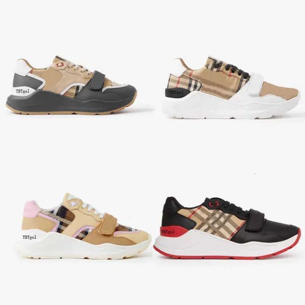 Designer Shoes Vintage Men Print Check Sneakers Womens Leather Trainers Flats Shoe Plaid Calfskin Rubber Bottom Shoes NO281