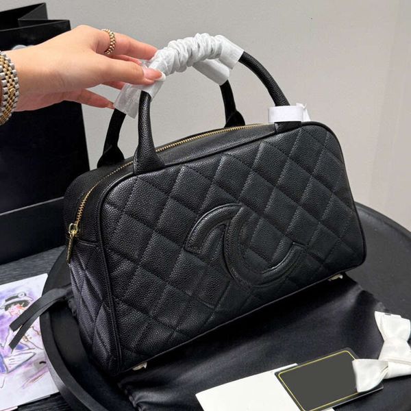 Women Tote Bags Handbags Designer Leather Fashion Medallion Bowling Bag High Quality Glossy Leather Totes Handle Bag