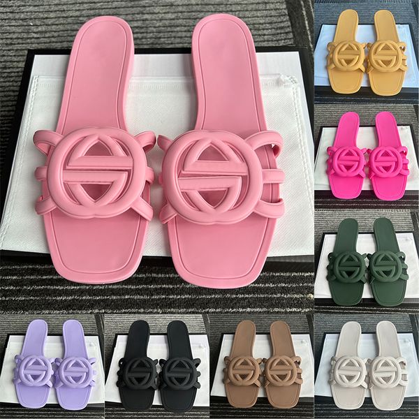 women designer sandals stylish slides rubble sole summer slippers outdoor beach comfortable sandal womens luxury shoes black white pink